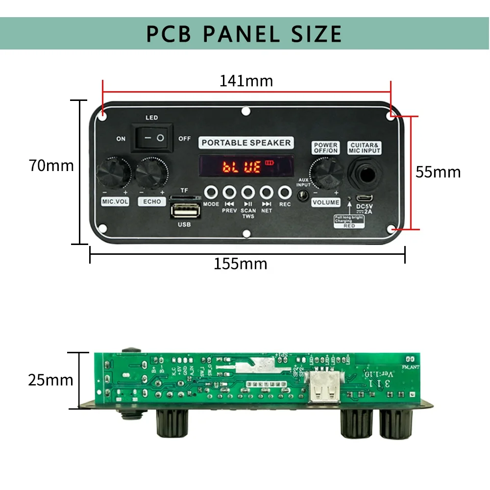 Bluetooth Amplifier Board 10W 3.7V MP3 Bluetooth MP3 Player Module For Trolley Pull Rod Sound Speaker