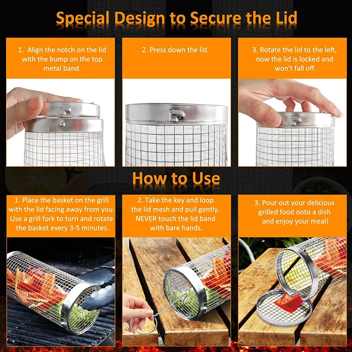 New customization round grill basket bbq wire mesh grill net for roasting meat