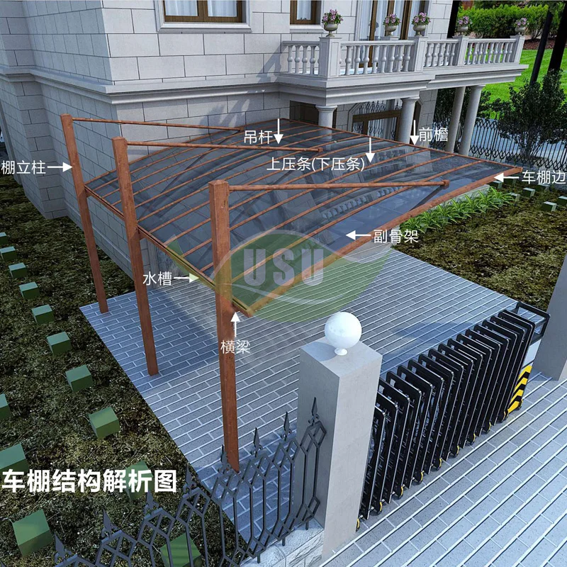 Modern flat roof carports,polycarbonate carport,car garage shelter canopy