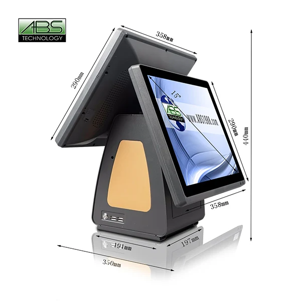 Small to Medium-Sized POS Cash Register Terminal with 15-inch Touch Screen Customer-Facing Display