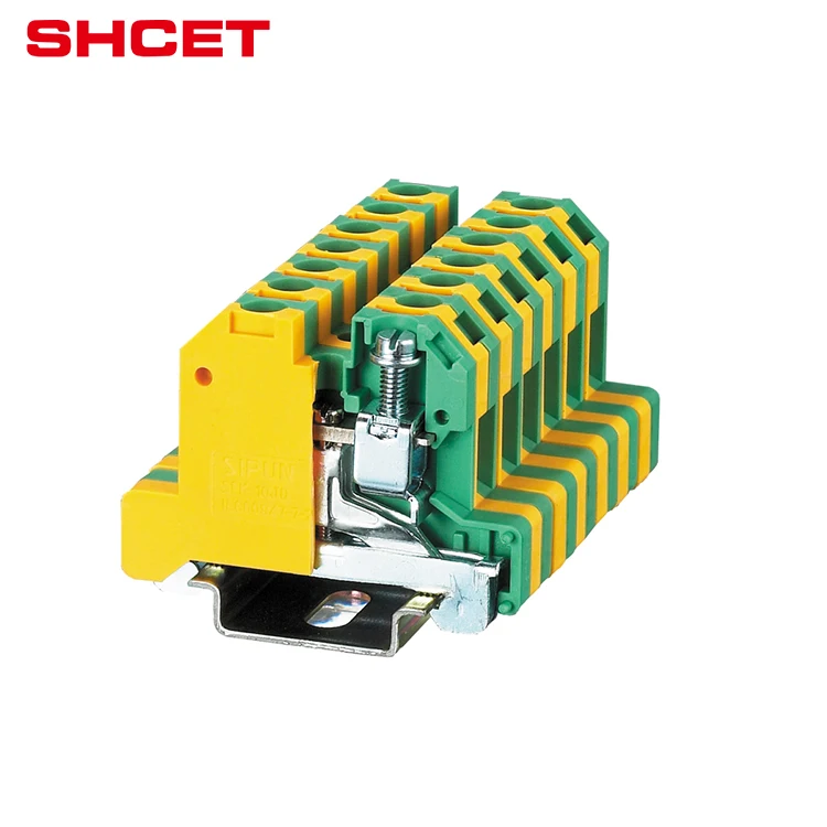 panel electrical wire connector terminal block end stopper 10mm din rail with spring mounted terminal block