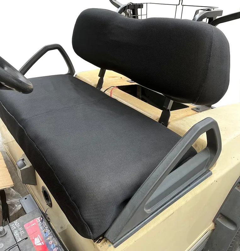 Golf Cart Polyester Mesh Seat Cover Breathable Bench Cover for EZGO TXT Club Car DS (Black(Seat+Seat Back Cover))