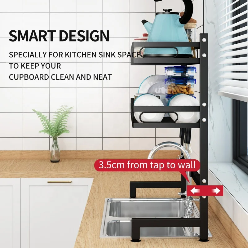 dish rack stainless steel shelf kitchenware storage holder kitchen over the sink dish drain rack