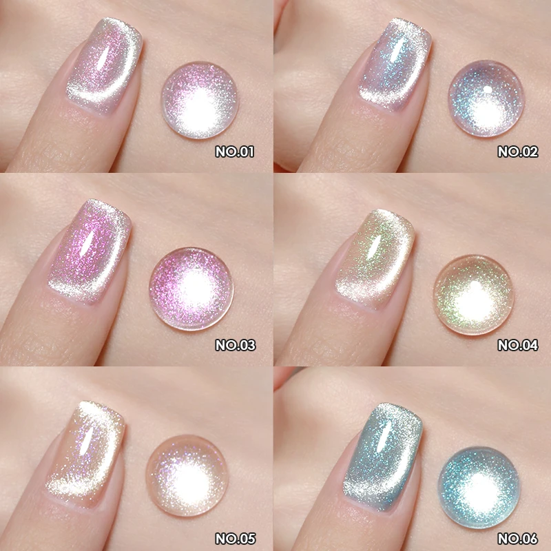 6 Colors Fireworks Glitter Chinese Gel Nail Polish Cat Eye 6d Cat Eye Gel Polish