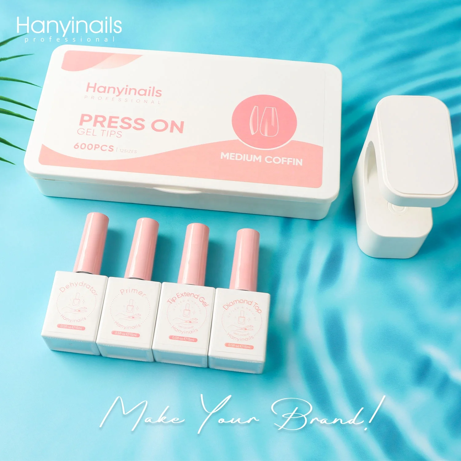 Hanyinails Medium Coffin Medium Square soft gel tips Gelly tips Nail Kit Packaging Box Nail Tips gel x nail kit with lamp