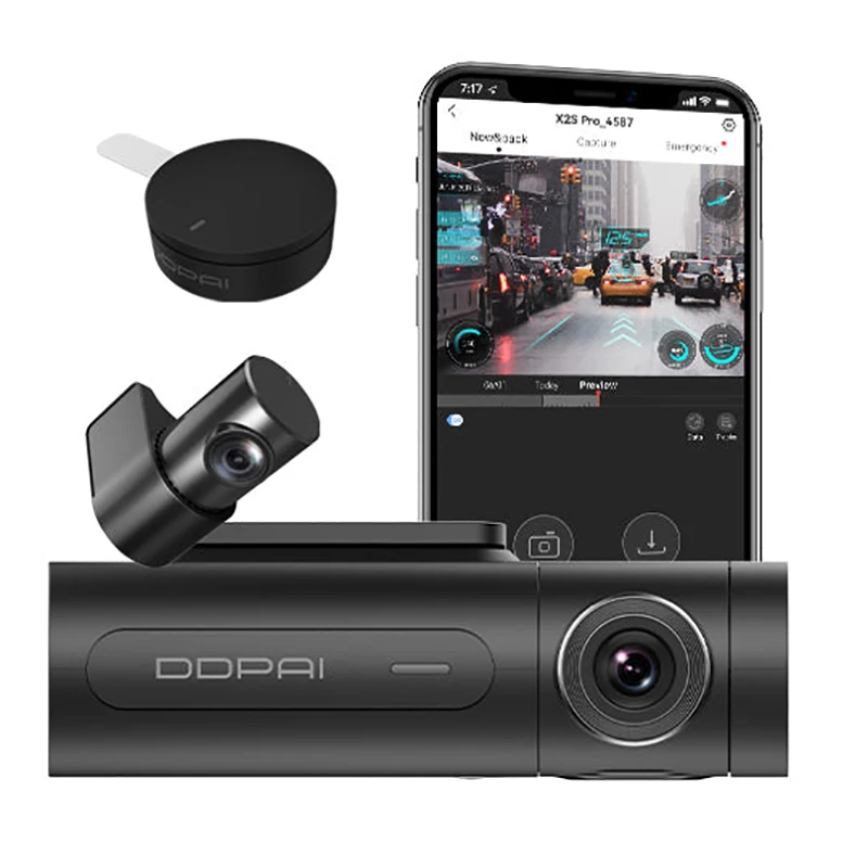 Genuine DDPAI 3 in 1 X2S Pro Front 1440P Rear 1080P 128GB 360 Degrees 24 hours parking 4K Car DVRs Dash Cam