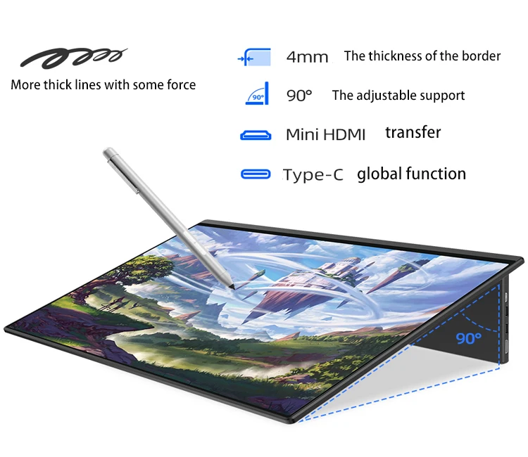 Portable Monitor - 15.6 Inch  Touchscreen 1080*1920 Auto-Rotating FreeSync Frameless USB-C Computer Display with
