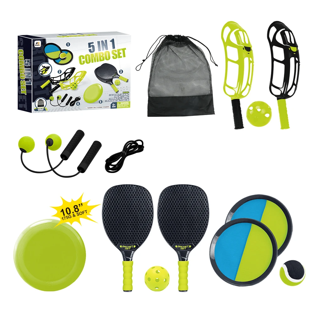 5 In 1  Sporting Game  Kid Plastic Sporting Toys Include Flying Disc,Catch And Toss Game ,Paddle Ball