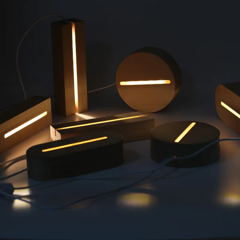 Kanlong 3d Led Night Light Lamp USB Wood Base for home decor