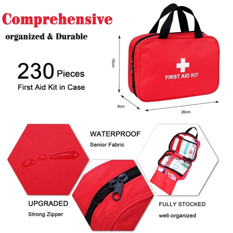 Tjd Supply Wholesale High Quality Red Survival Kit Easy To Carry Large Capacity First Aid Kit With Handle At Home