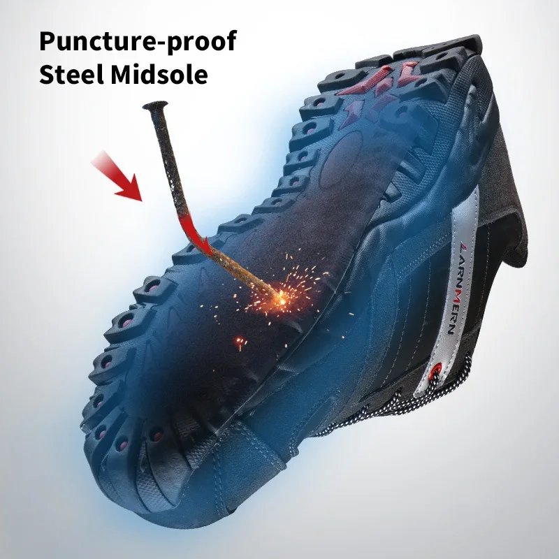 
LARNMERN Men Work Safety Shoes Steel Toe Cap Boots Professional Mesh Hombres Puntera De Acero Zapatos Anti-Smash Work Shoes 