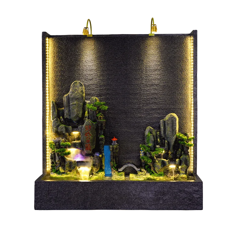 
Best Price Superior Quality Indoor Home Office Water Curtain Wall Fountain Resin Crafts 