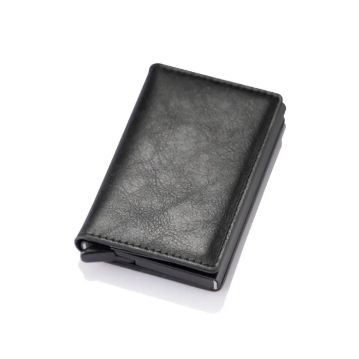 Amazon Hot Sale Men RFID Wallet Automatic Pop Up Custom Logo PU Leather Bank Business Gift Slim Aluminum Credit Card Holder