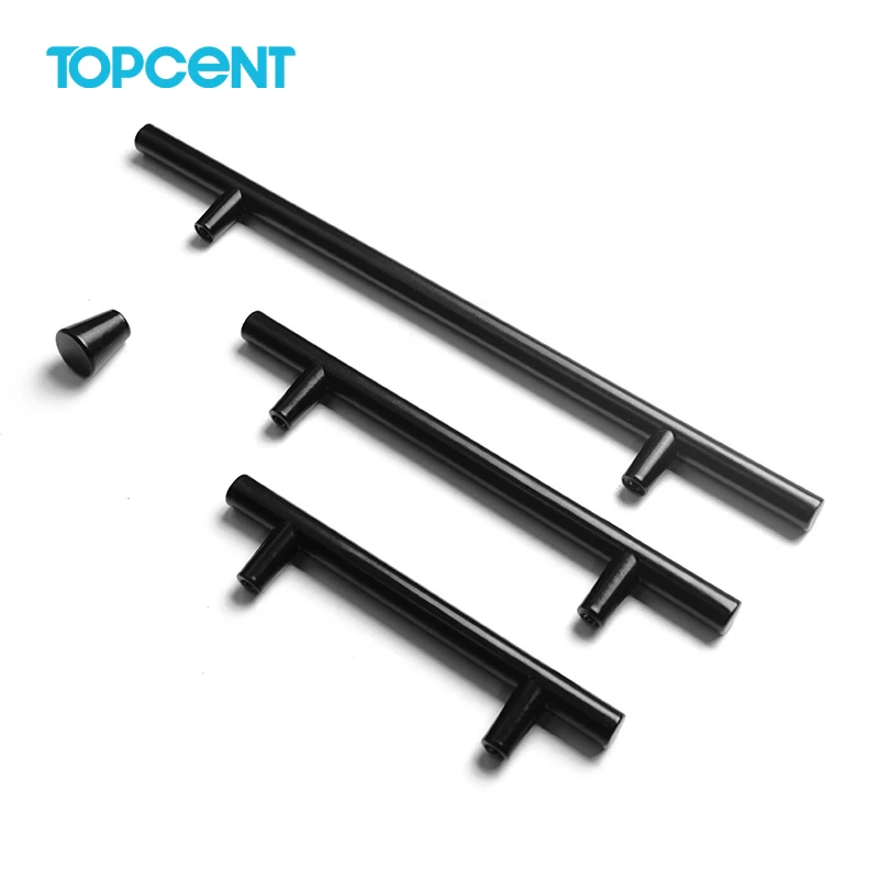 Topcent 80mm 160mm Long Black Decoration Pulls Handles Kitchen Cabinet Accessories Wardrobe Furniture Decoration Pulls Handles