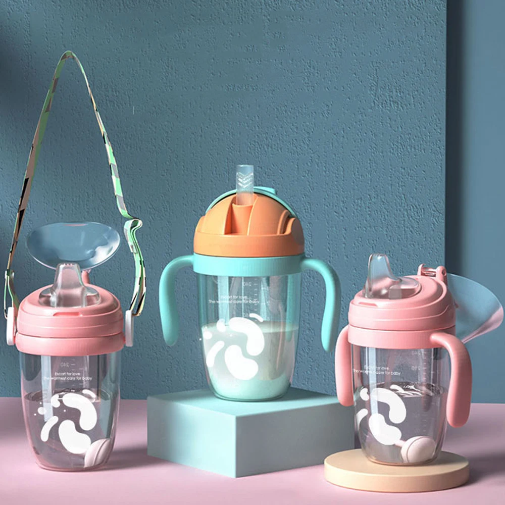 Food Grade Silicone Feeding Training Water Cup Baby Straw toddler  Sippy Drinking Cup for 1 year old