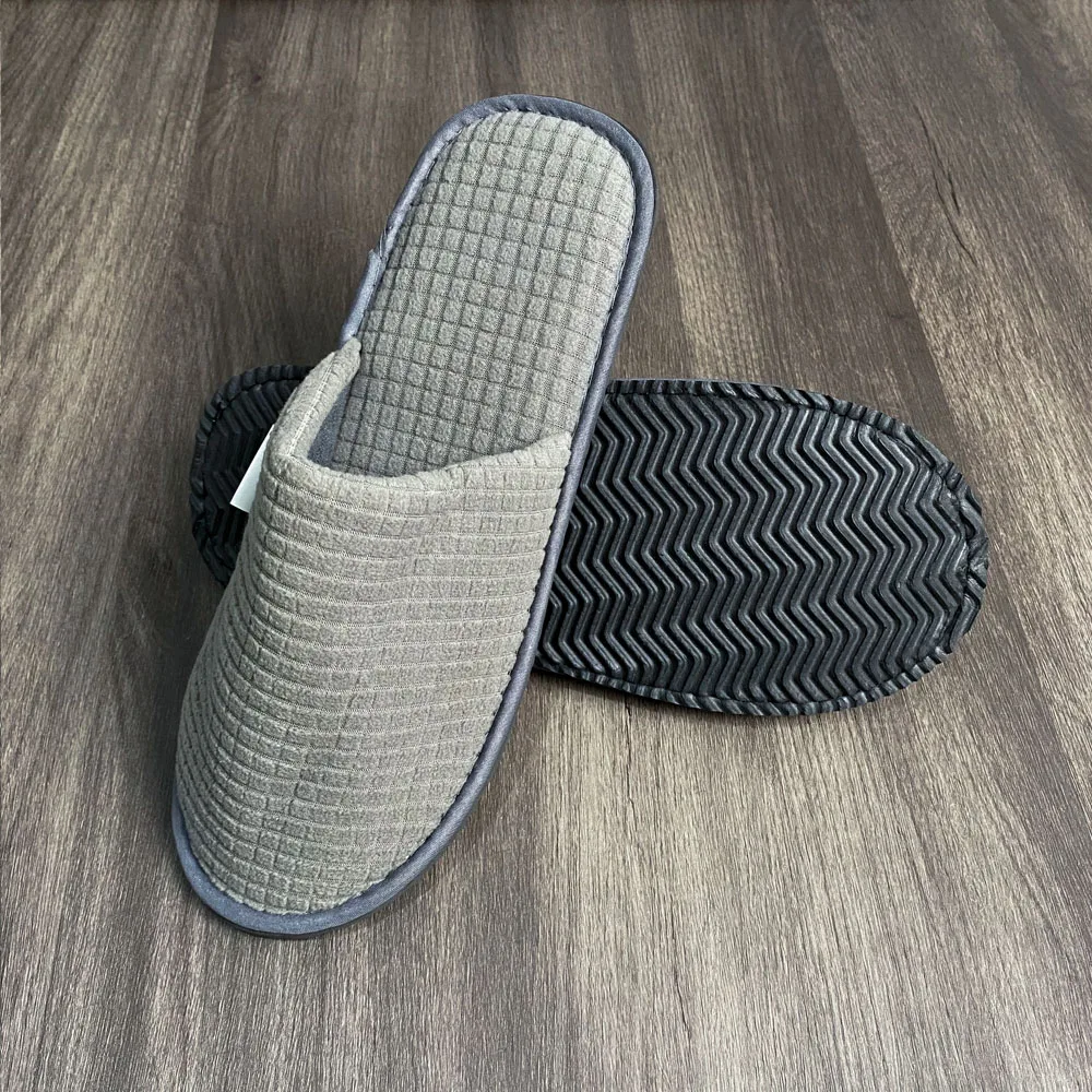 Hotel customized disposable slippers non-woven hotel slippers velvet coral velvet waffle hotel slippers