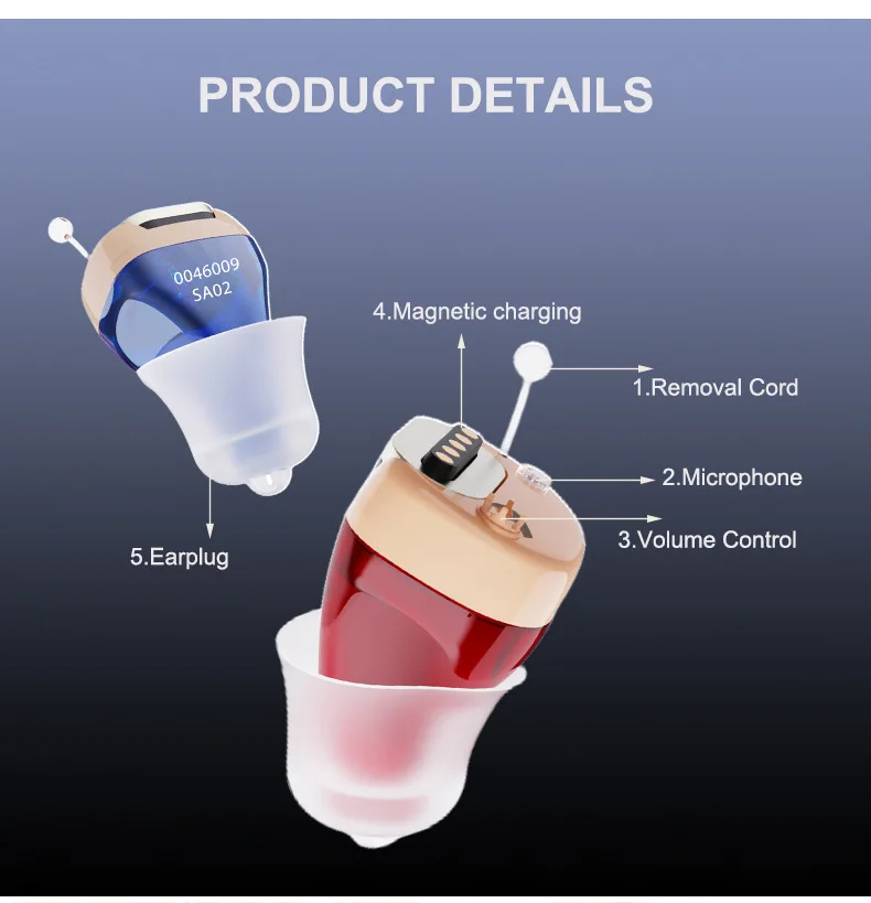 SR02 Magnetic Charging Sound Amplifier Ear Hearing Products Hearing Aids Rechargeable for Seniors