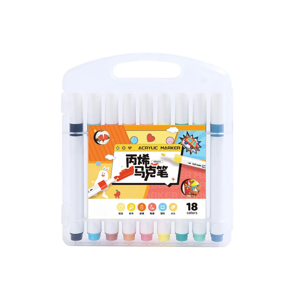 High Quality Single Head Acrylic Marker Durable Art Watercolor 18 Color 36 Color Quick Drying Acrylic Marker