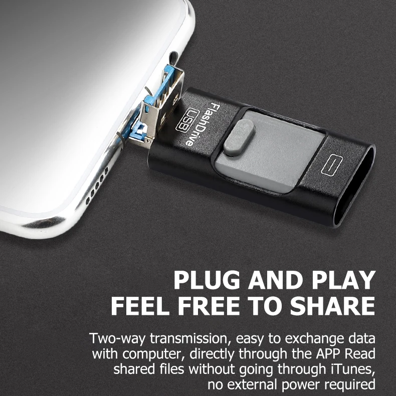 
3 In 1 Function For Iphone Usb 3.0 Flash Drive Metal Otg Pen Drive Memory Stick Otg 8gb ~ 128gb Usb Pendrive 