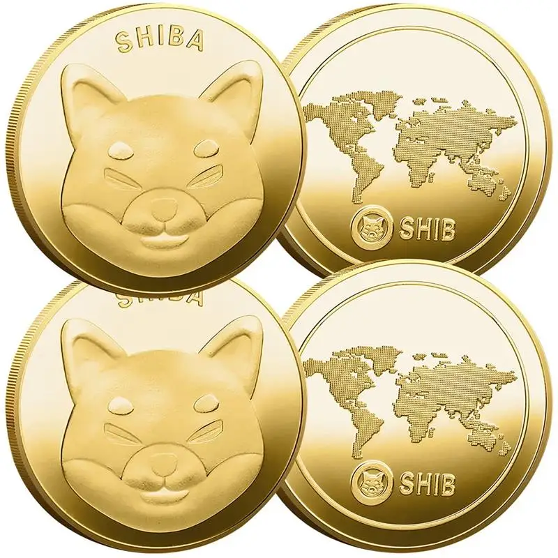 Gold coin Shiba шиб, coin Akita сиба Inu, commemorative collectors gold plated coin souvenir