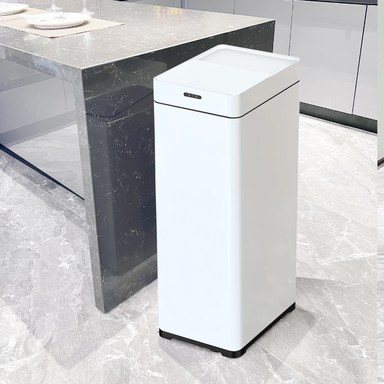 Hot selling 50L New Smart Bins Trash Can Smart Dual Dustbin Sliding Cover Sanitary Bin sensor kitchen trash can