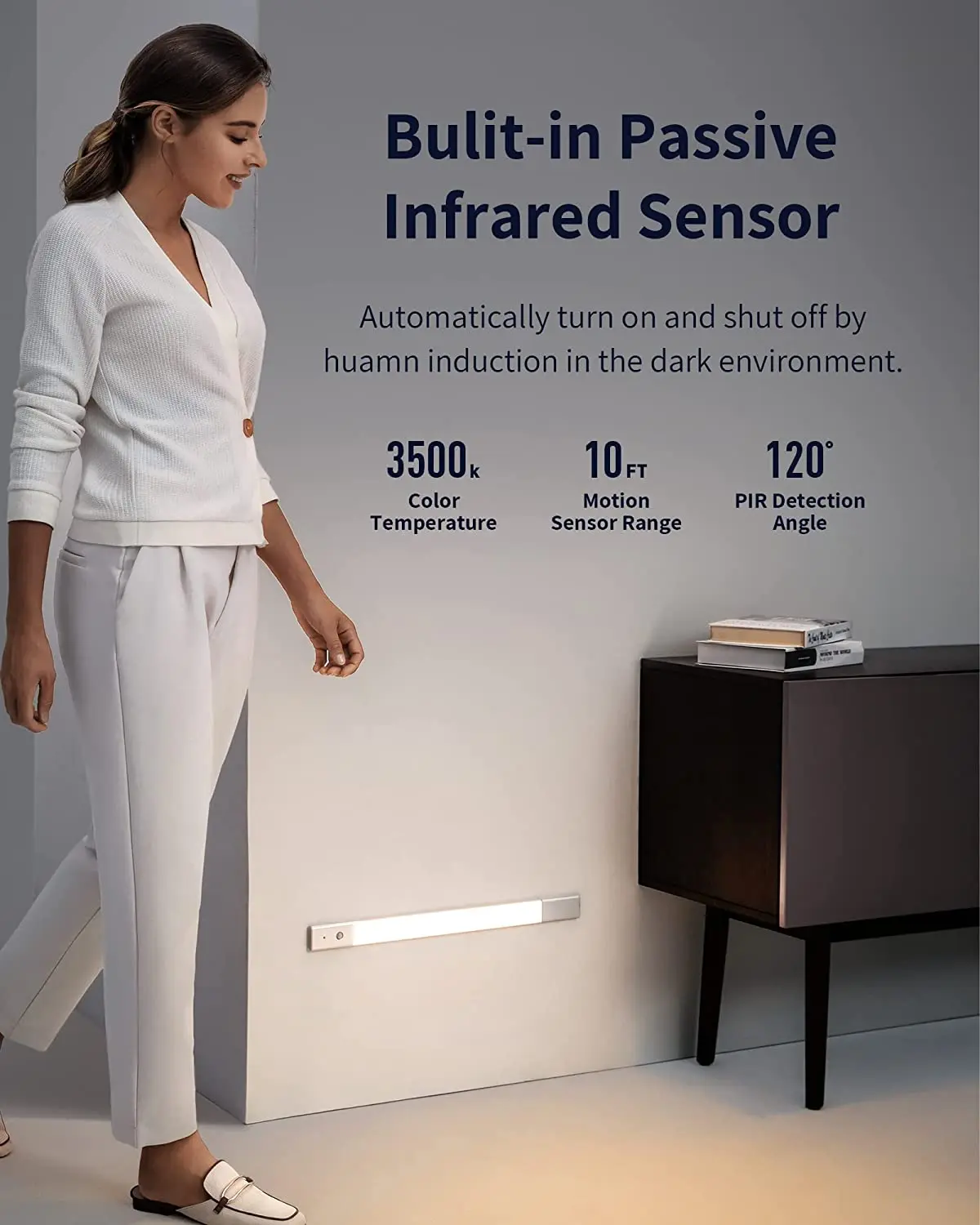 48LED Battery Operated led closet light motion sensor rechargeable Under Cabinet Lighting Night Light for Closet,Cabinet,Kitchen