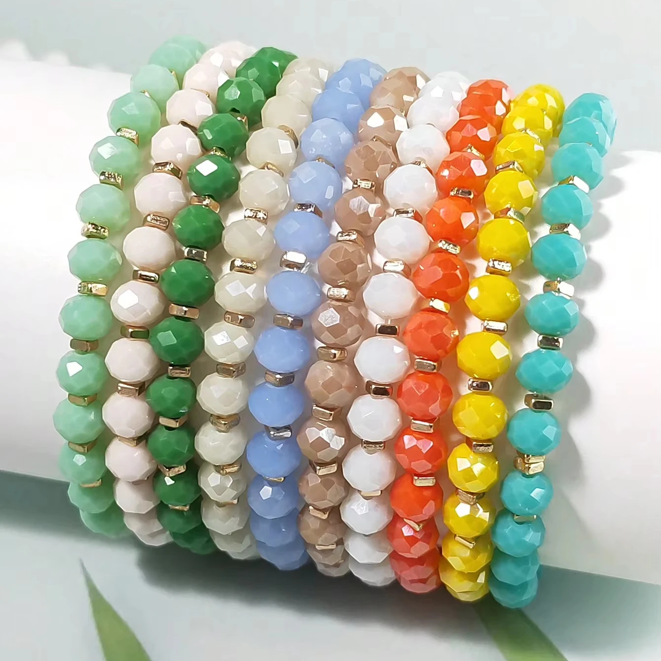 6mm Set 10pcs Crystal Beaded Bracelet Stretch Colorful Multi Colors Mixed Beaded Bracelet Available Wholesale Customized Accept