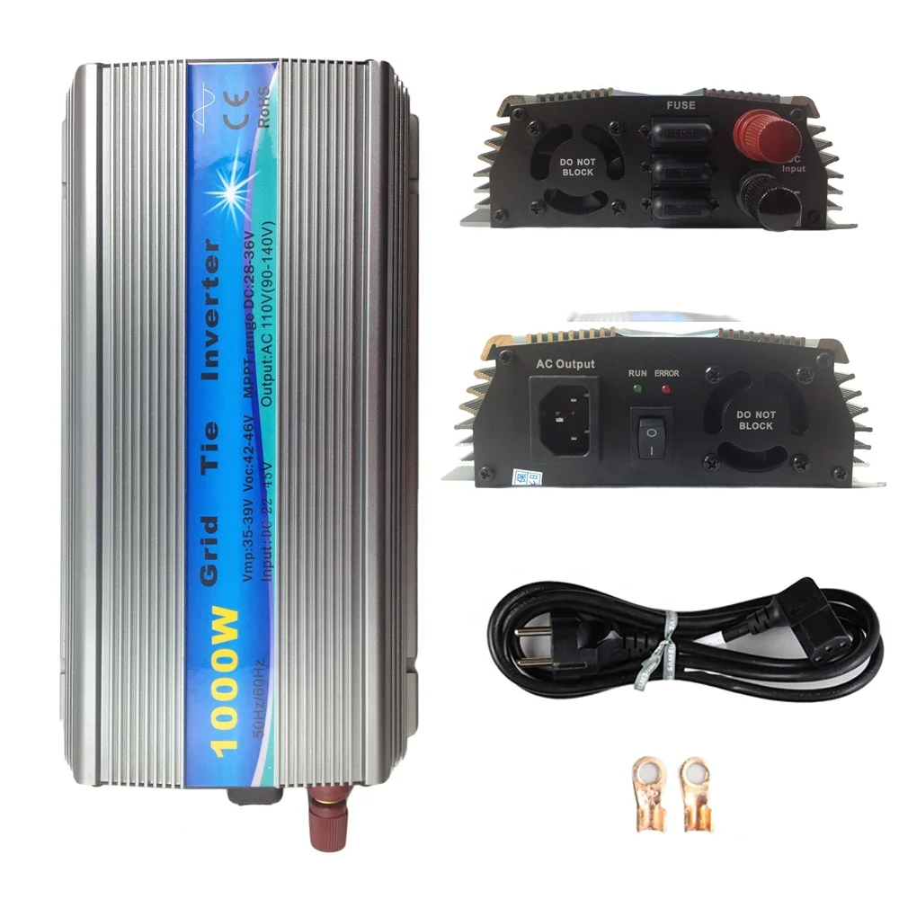  1000 Вт сетки галстук инвертора 110V 220V инвертор переменного тока DC 22-с алюминиевой крышкой 50В со слежением за максимальной точкой мощности немодулированного синусоидального сигнала для панели солнечных батарей система