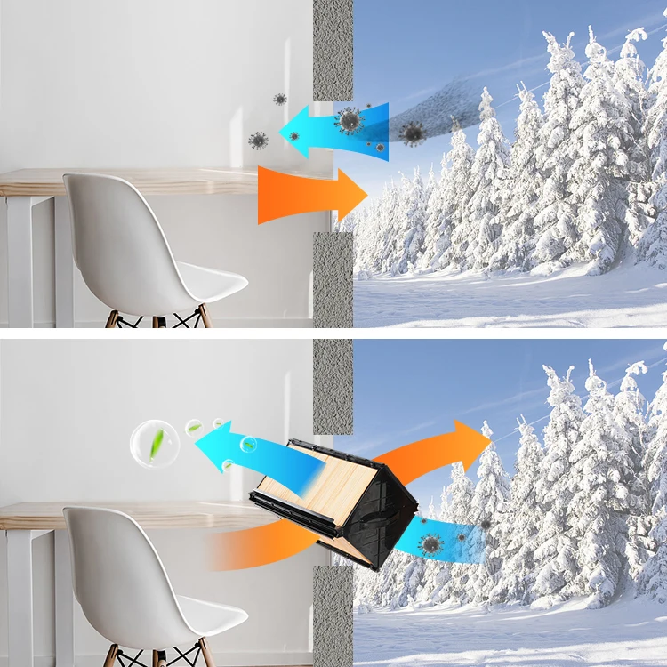 High efficiency heat recovery recuperator fresh air ventilation systems ERV for home