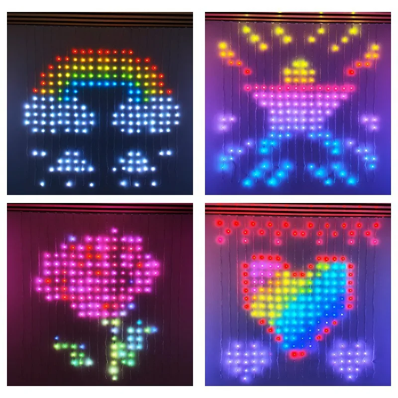 Программируемый Сказочный занавес 400 светодиоды умные пиксельные огни Rgb управление приложением Diy текстовые светодиодные занавески Декор рождественские