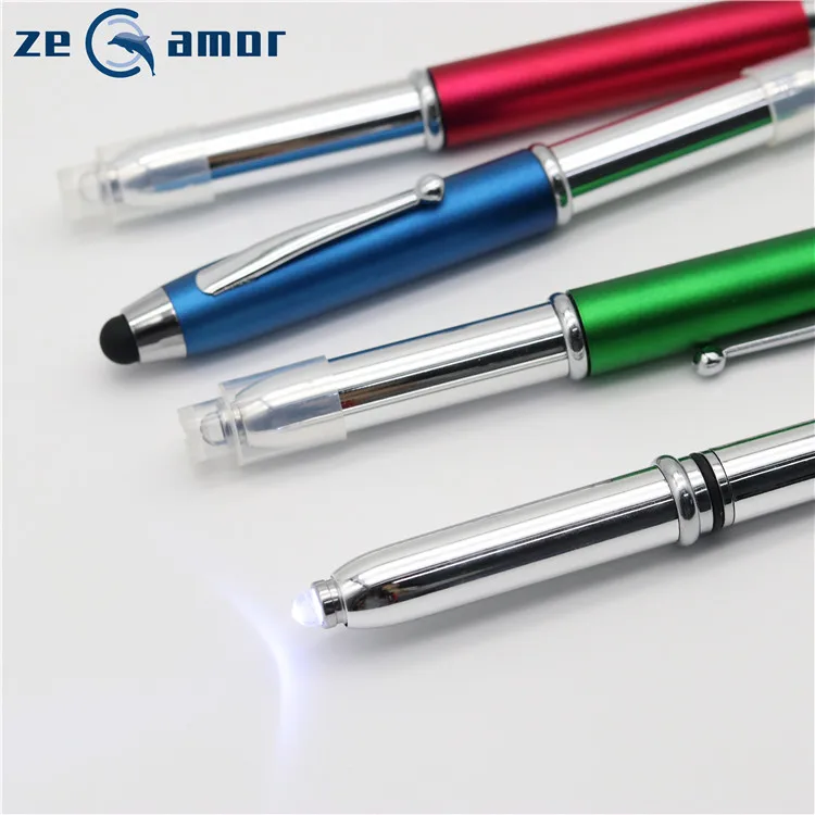 Zeamor lazer isik kalem 3 In 1 Multifunction Stylus Custom Logo torch metal flashlight light led pens