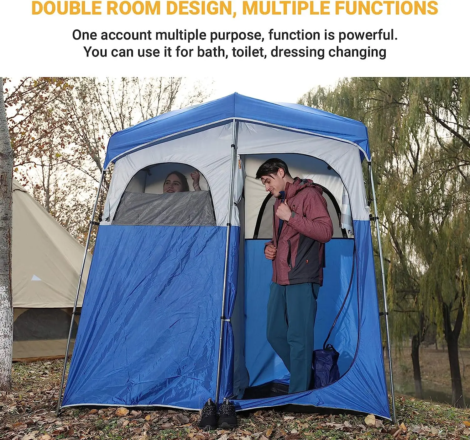 Outdoor Camping Waterproof Folding shower tent double dressing changing room privacy shelter tent 1-2 person shower tent