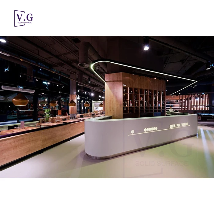 New Design Modern Coffee Shop Restaurant Furniture Gary Color Cake Display Snack Bar Counter