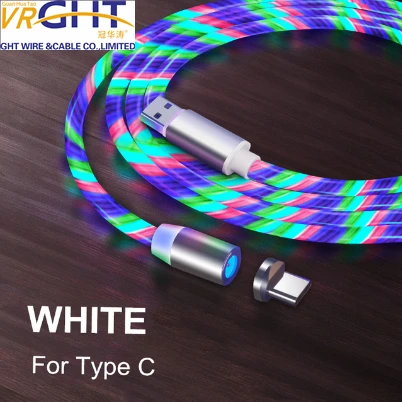 Hotsale Wholesale LED magnetic cable for Phone/Data/Computer 3 in 1 USB charging USB Cable