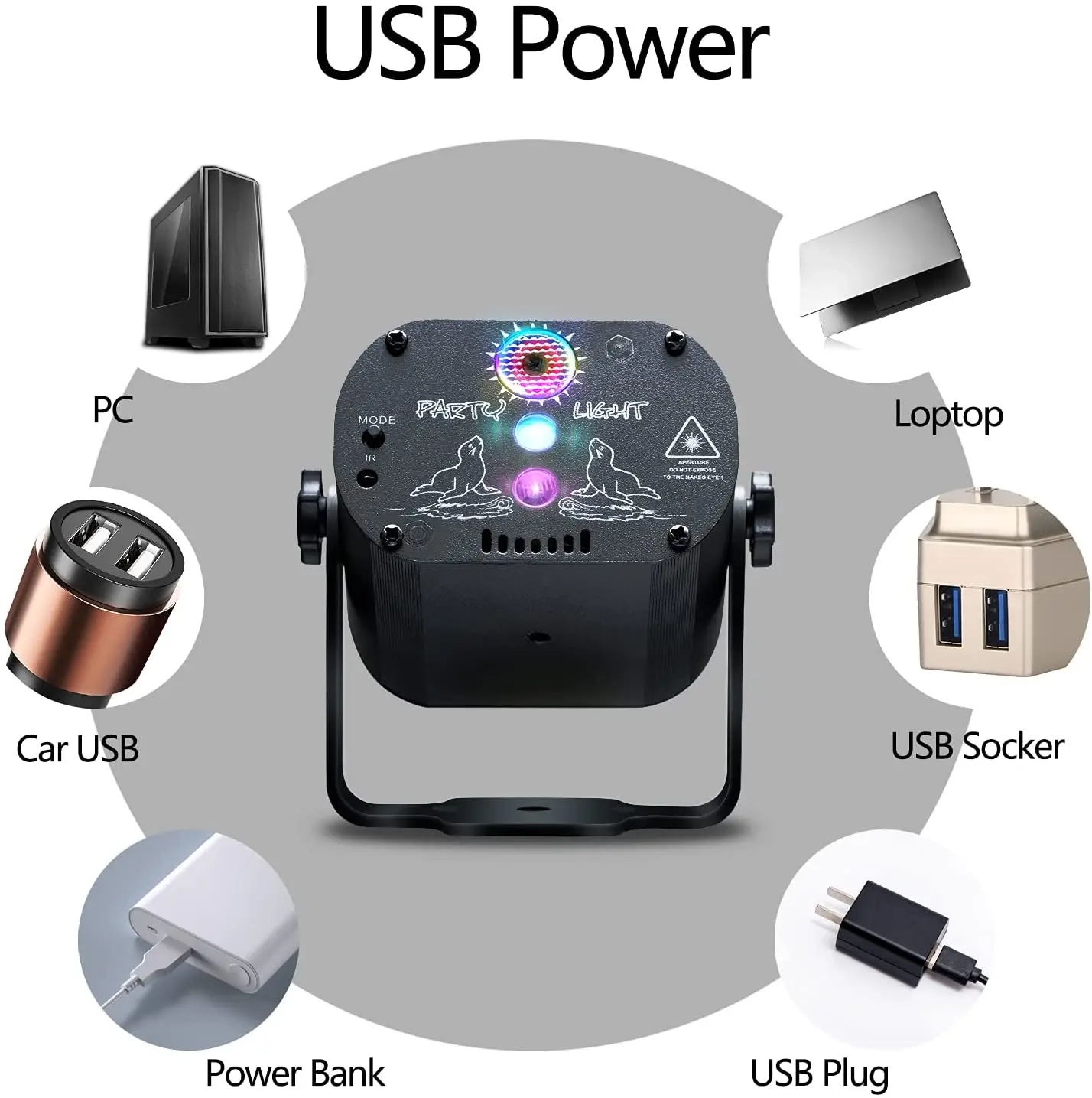 Mini Rotating Disco Light for Party,RGB LED 2 In 1,60 Mode,Indoor DJ Strobe Light Stage Lighting Projector