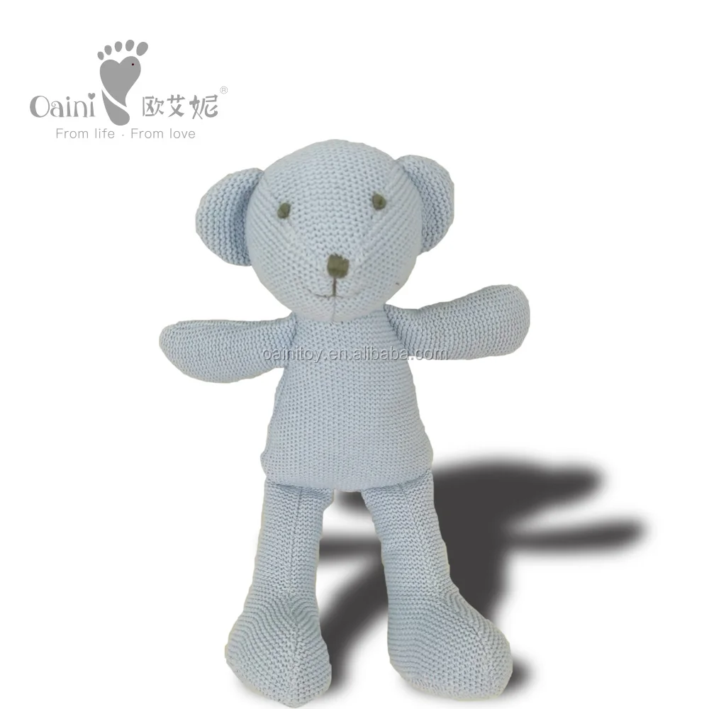OAINI 2021 ODM OEM Manufacturer Handmade Custom Sitting Animal Toys Popular Cute Knitted Stuffed Toys Plush Blue Mouse Dolls