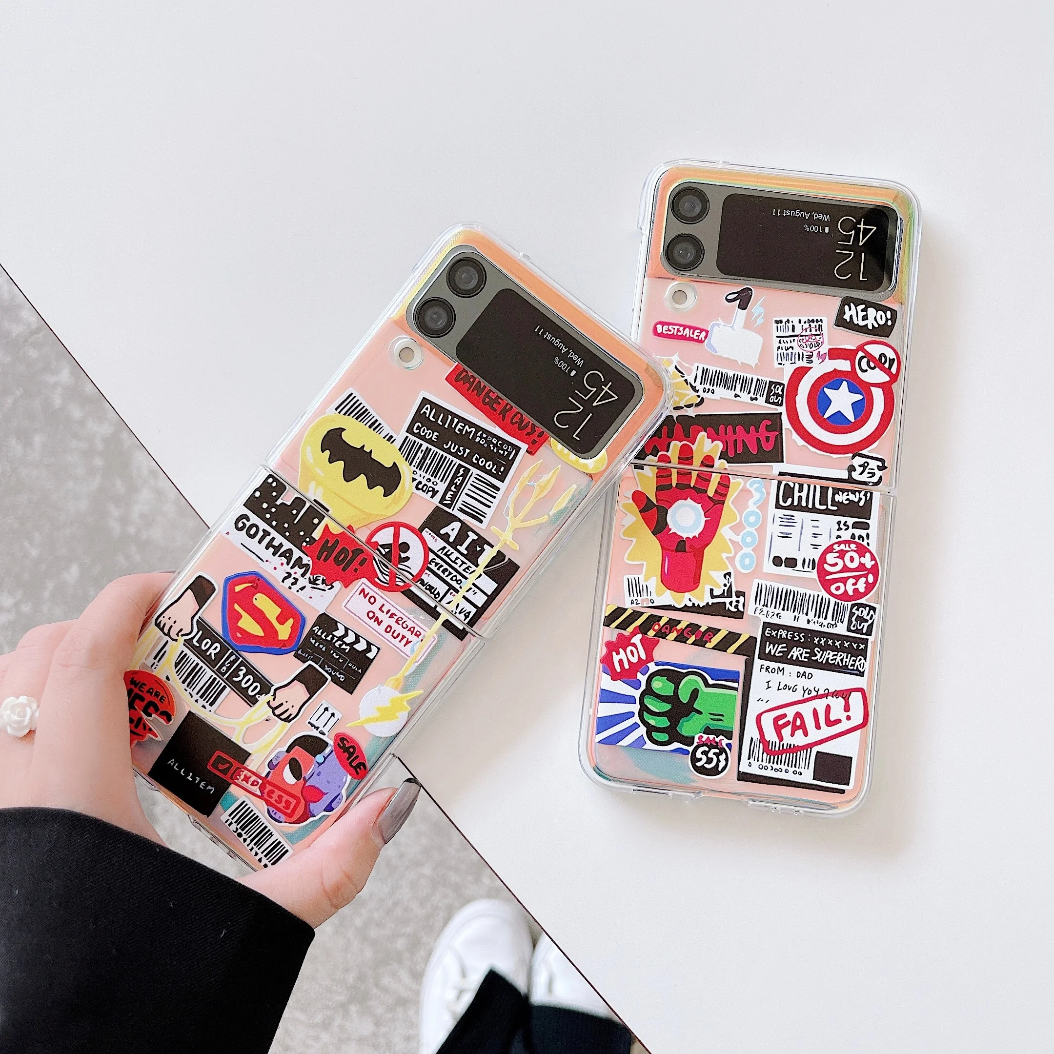 High Quality Cool Iconic Superhero Comic Doodles SAM Mobile Phone Case For Samsung Galaxy Z Flip3 5G