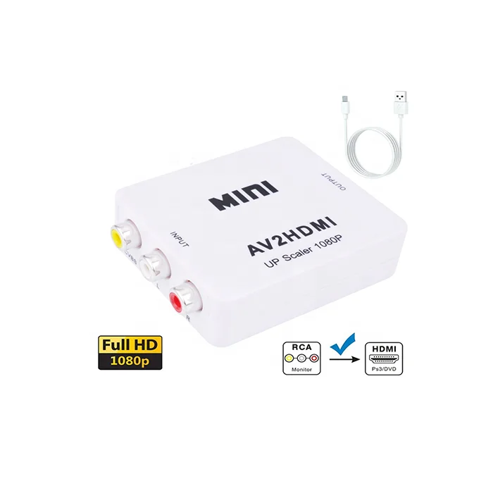 2021 Best selling UP scaler 1080P RCA to HD-MI plugs converters for HD camera DVD and VCR player