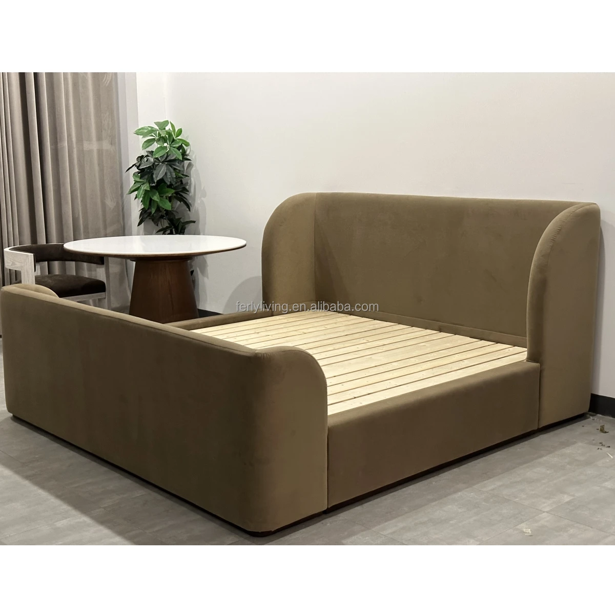 Modern Luxury New Home Furniture Hotel Bed Italian Solid Wood Bed Bedroom Furniture Solid Wood Platform Bed