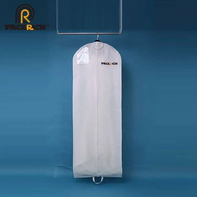 Wholesale Custom Nylon Leather Garment Bag Luxury Long Suit Cover for Bridal Gown Low MOQ Printing Handled Clothes Storage Bag
