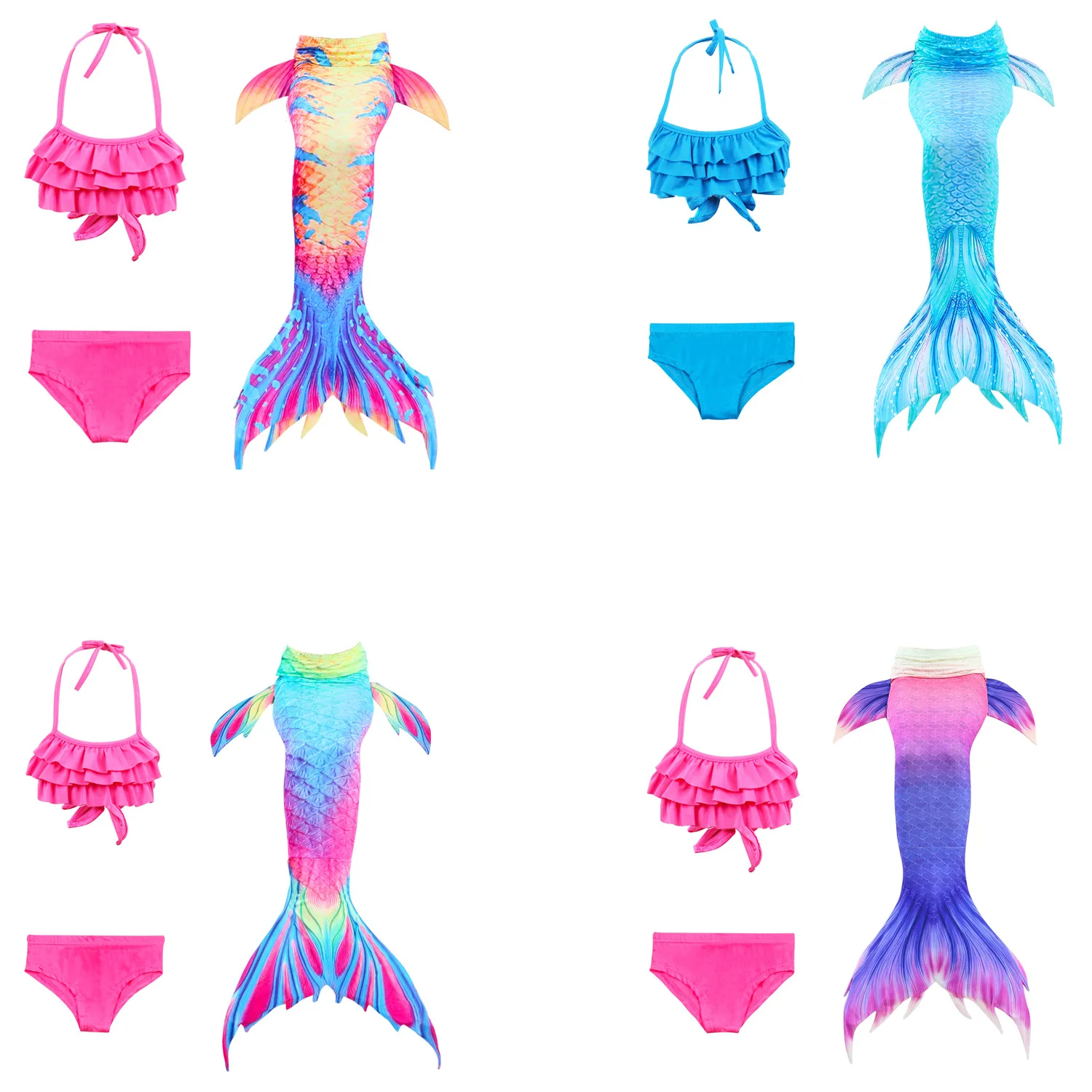 2021 wholesale news stylish Costume Bikini for kids bikini swimsuit mermaid party swimwear mermaid tail