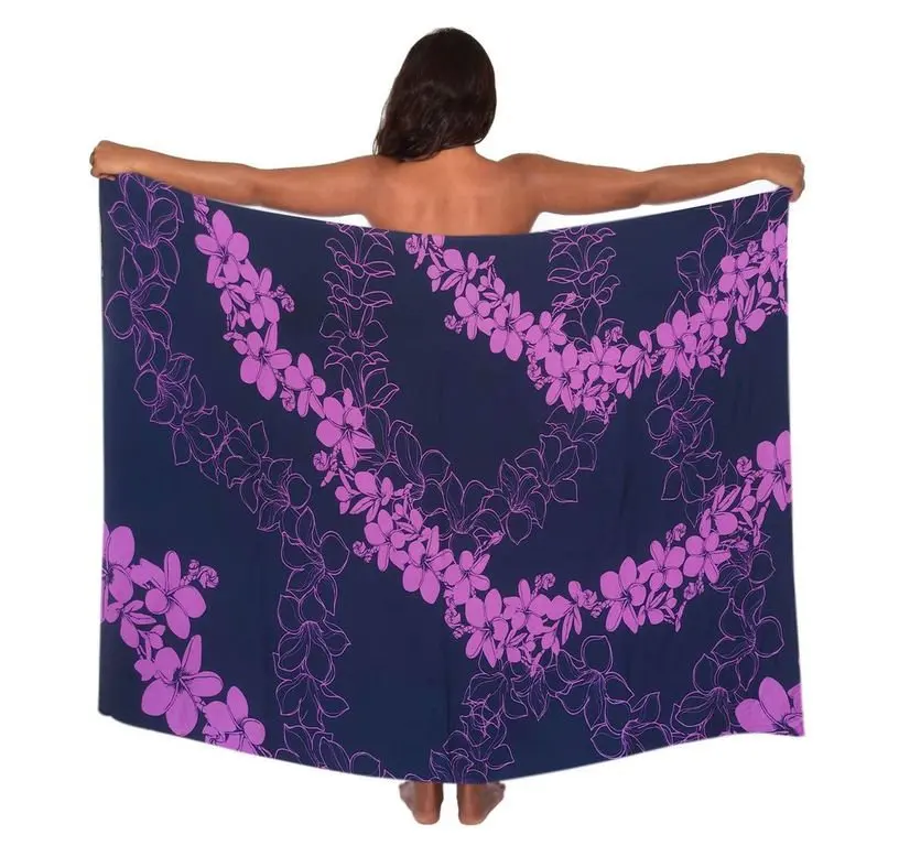 Hawaiian Lavalava Sarong Drop Shipping Puakenikeni Flowers Pattern Beach Wrap Sheer Bikini Wrap Cover Ups For Swimwear Plus Size