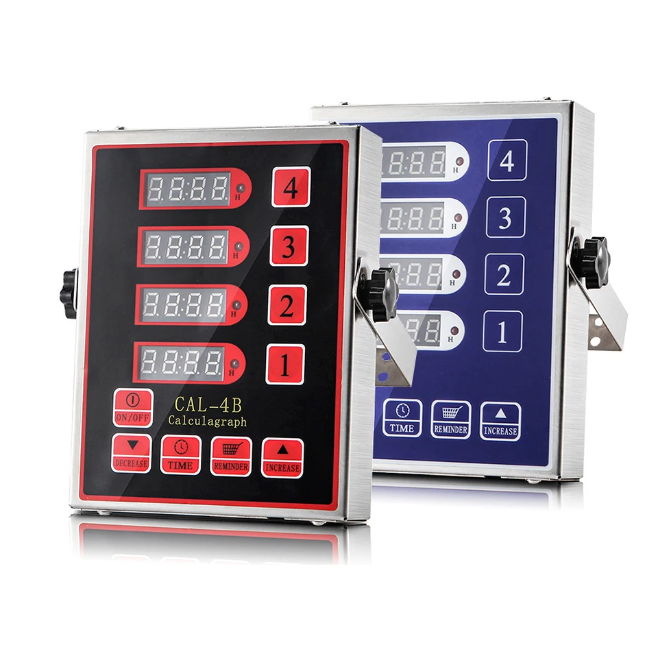 CAL4B Kitchen Timers for Cooking 4 Channel Commercial Kitchen Timer Restaurant Kitchen Supplies Stainless Steel