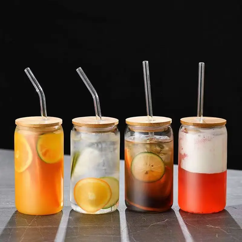 Hot Selling Tumbler Beer Can Shape Jars Mugs Cup Juicing Bottles Clear Glass Water Bottle