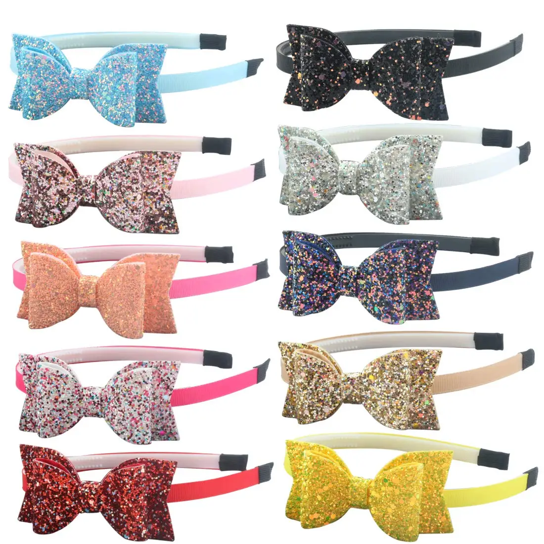 
2021 Fashion decor girl bow knot glitter bling hair hoop baby girl bow headband 