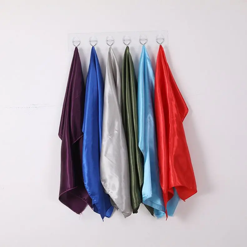 Hot Sale Women Solid Color Satin Square Scarf Bandanas For Stewardess Bank Hotel