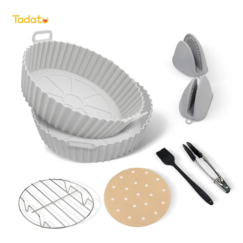 8 Inch Round Reusable Air Fryer Mold Silicone Pot Air Fryer Liners for 3 to 5 QT Air Fryer