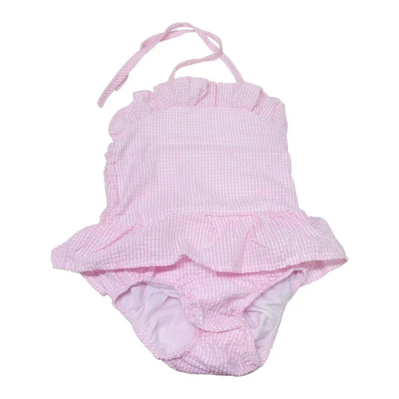 Оптовая продажа купальник с Monogrammed Seersucker рюшами для девочек