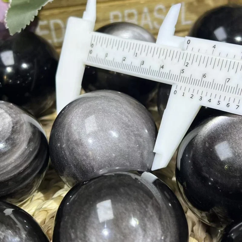 Wholesale Natural Crystal Polished Ball Silver Obsidian Spheres For Home Decoration Healing