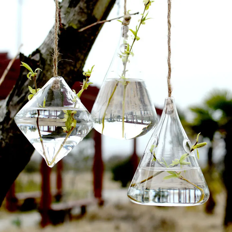 wholesale Hanging Glass Globe Air Planter Terrarium glass bubble vase  glass terrarium with cord